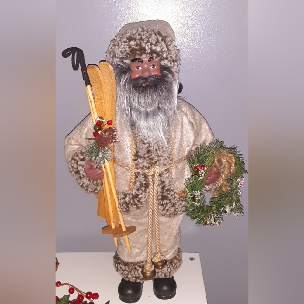 African American/Black Santa Claus Ski Lodge Faux-Fur
